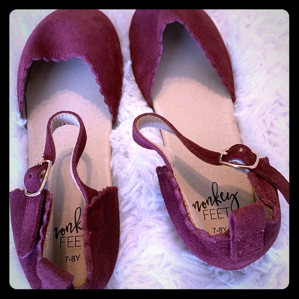 Monkey Feet Maroon Makenah Flats size 7/8 years